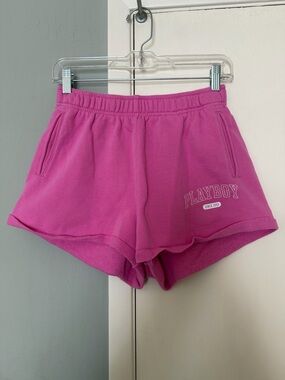 PLAYBOY Hot Pink Cotton Terry Athletic Lounge Shorts